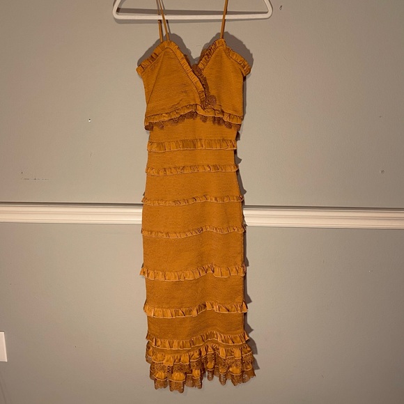 V. Chapman Mustard Ruffle Dress - Picture 2 of 14